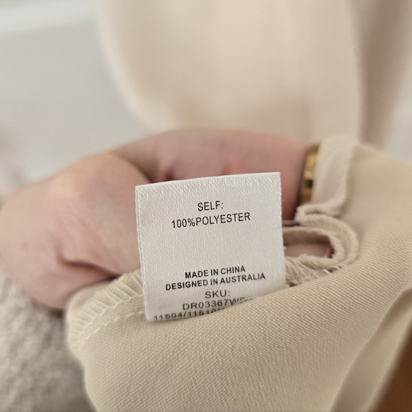 Meshki Champagne Satin Lace Up Back Maxi Dress Size S - Picture 7 of 12